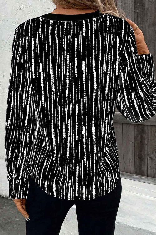 Black Abstract Printed V Neck Fall Blouse by Wild and Free Boutique