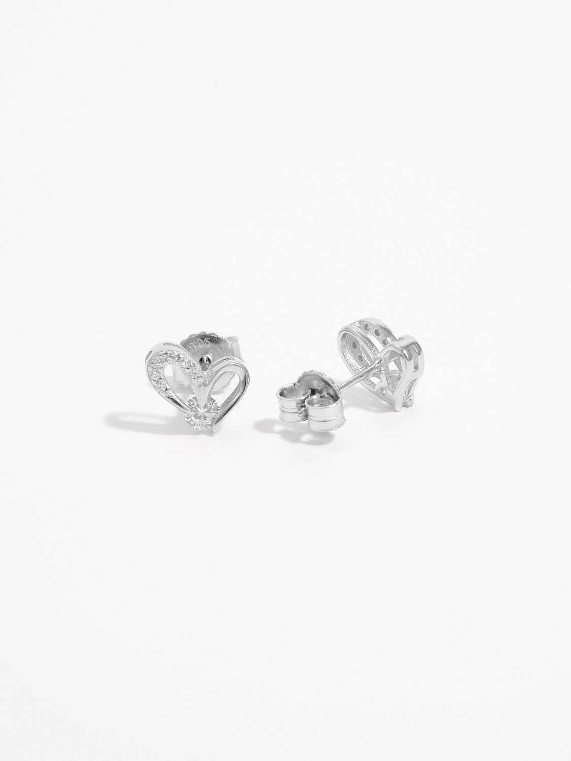 925 Sterling Silver Inlaid Zircon Heart Earrings