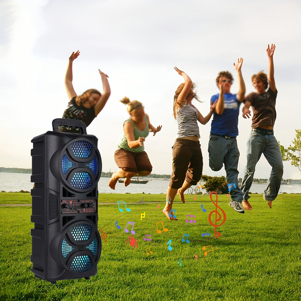 Portable Bluetooth Speaker with Subwoofer Bass, Dual 6.5" LED Woofers and Microphone by DailySale