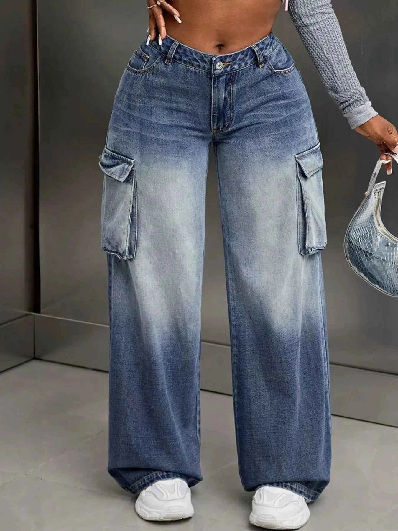 Vintage Wide Leg Cargo Jeans