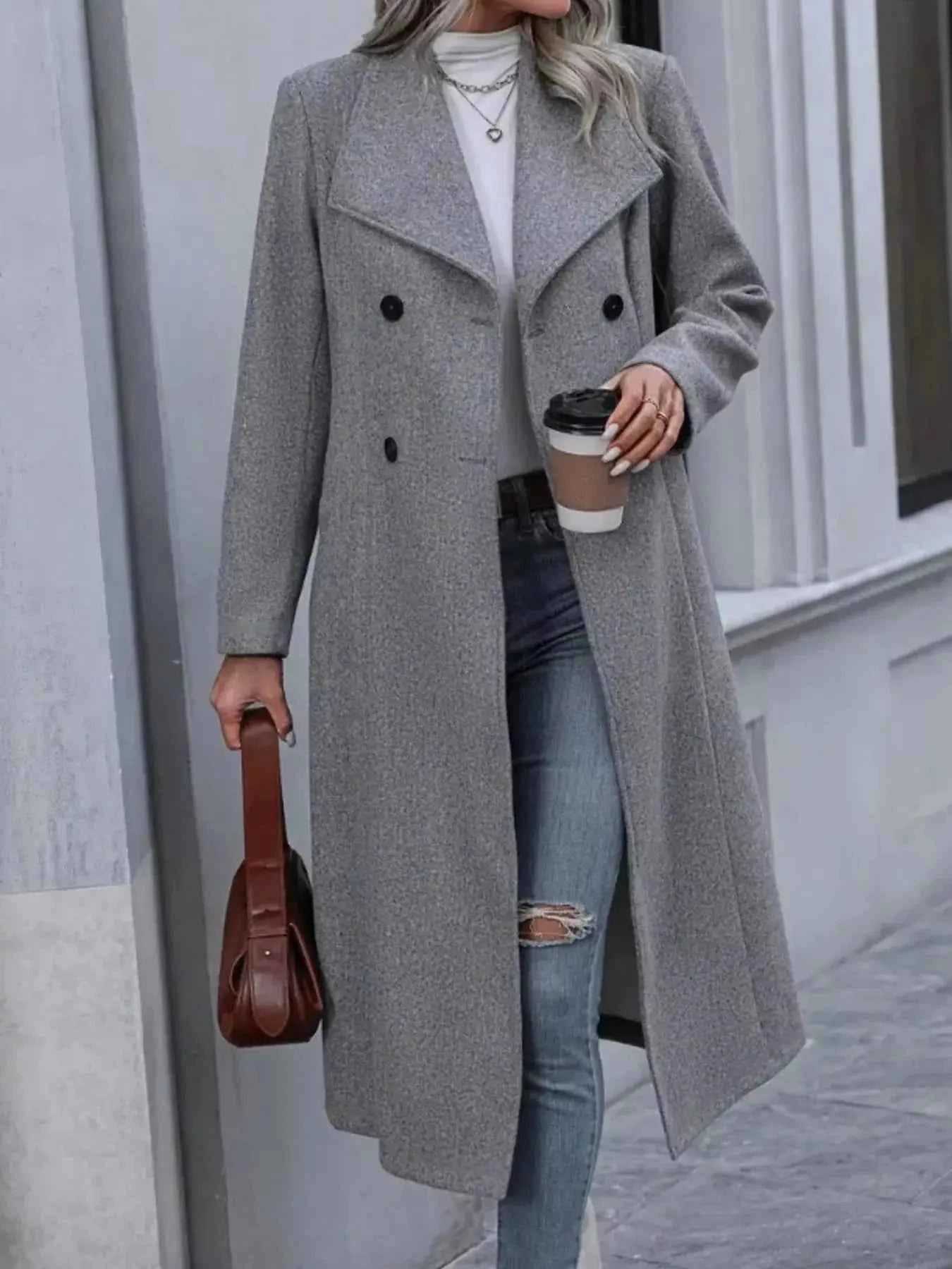 Double-Breasted Longline Overcoat