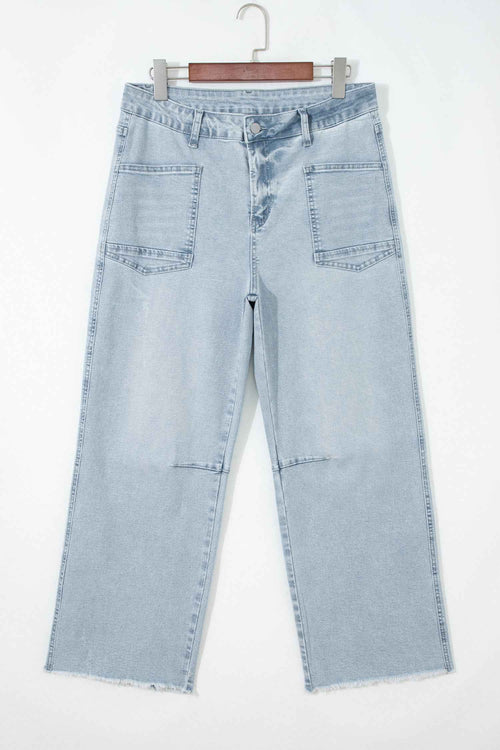 Beau Blue Frayed Cropped Straight Jeans by Wild and Free Boutique