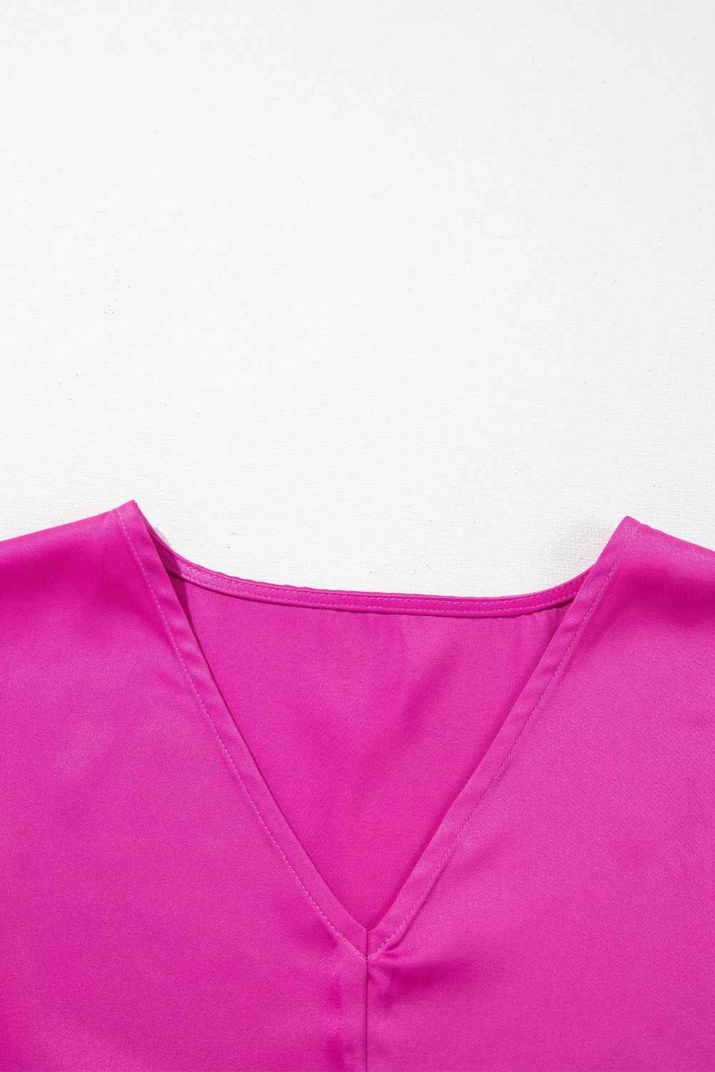 Bright Pink Silky V Neck Dolman Blouse