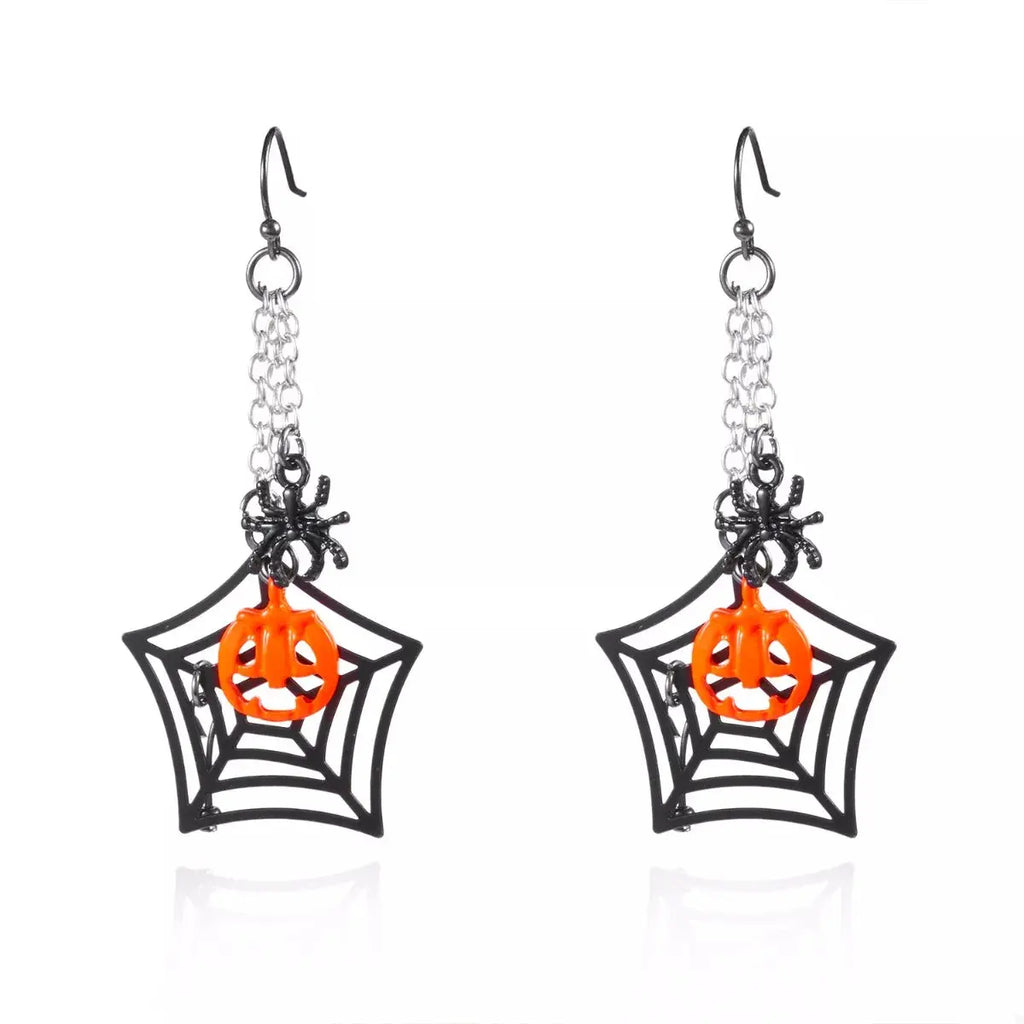 Spider Web Halloween Dangle Earrings