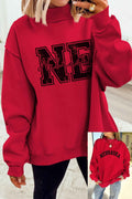 Racing Red NEBRASKA Double Side Printed Mock Neck Reversible Sweatshirt
