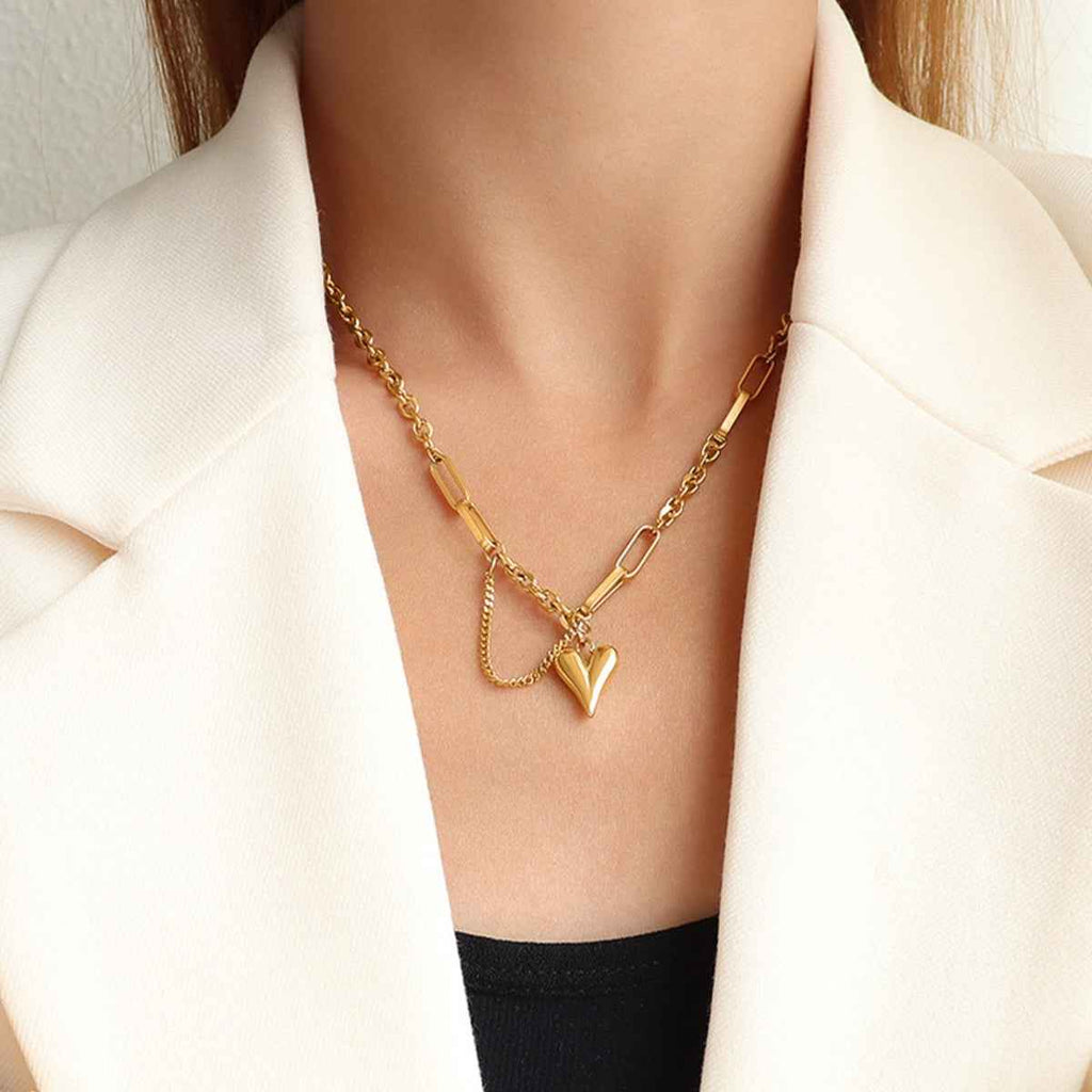 Titanium Steel Heart Pendant Necklace
