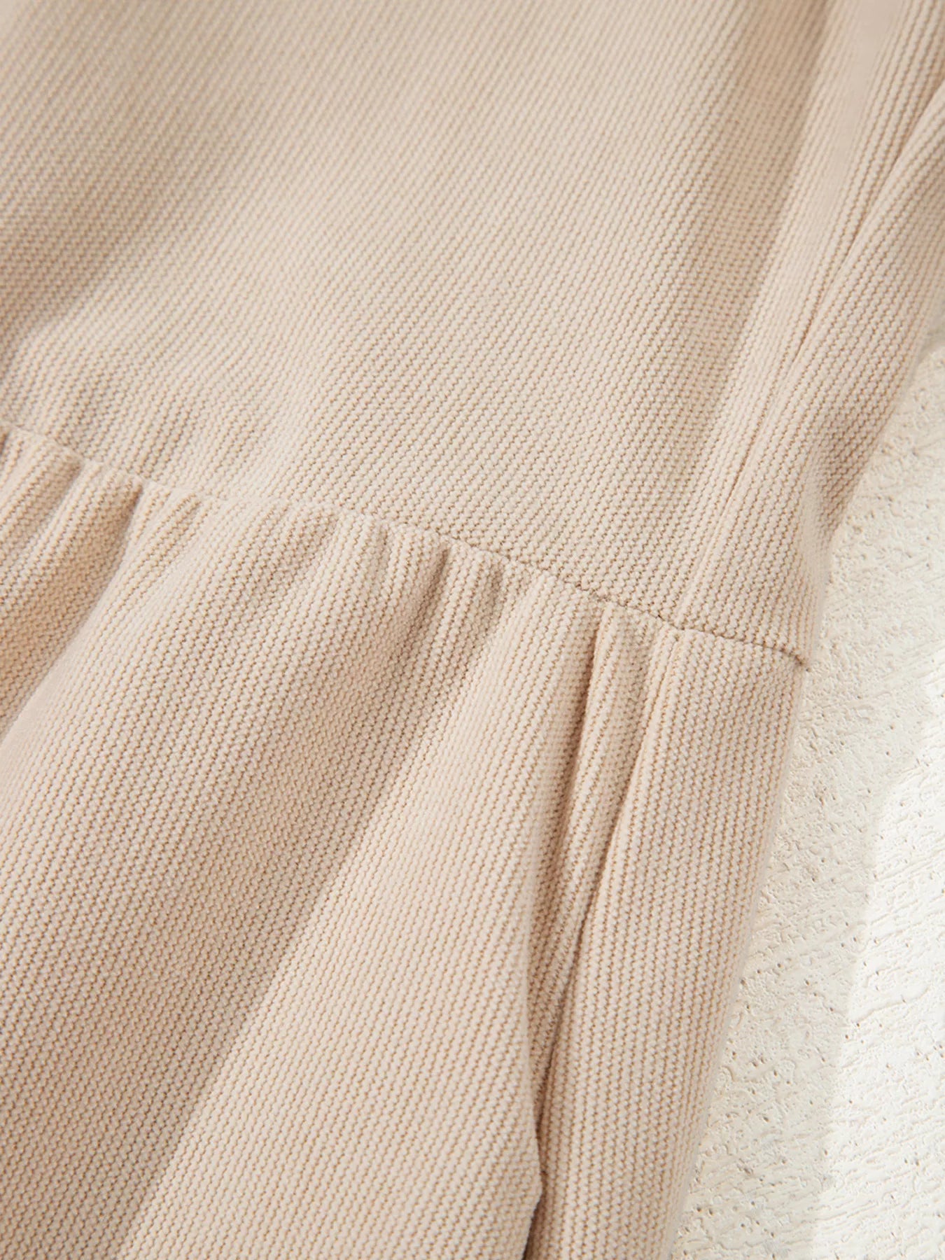 Corduroy Half Button Collared Long Sleeve Mini Dress by Shopiebay