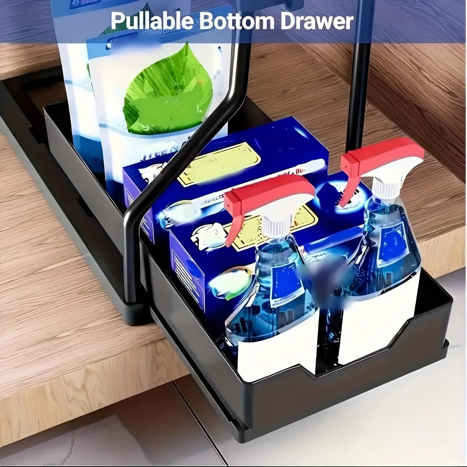 2-Piece Under Sink Organizer with Sliding Shelves – Multi-Purpose Storage Rack by DailySale