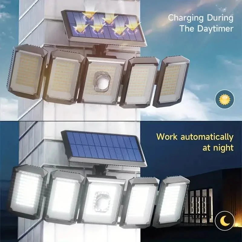 5 Heads Solar 300 LED Light Outdoor Motion Sensor Waterproof Wide-angle Illumination Wall Lamp by DailySale