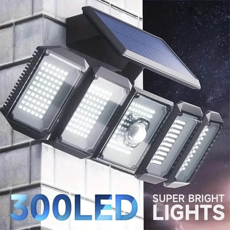 5 Heads Solar 300 LED Light Outdoor Motion Sensor Waterproof Wide-angle Illumination Wall Lamp by DailySale