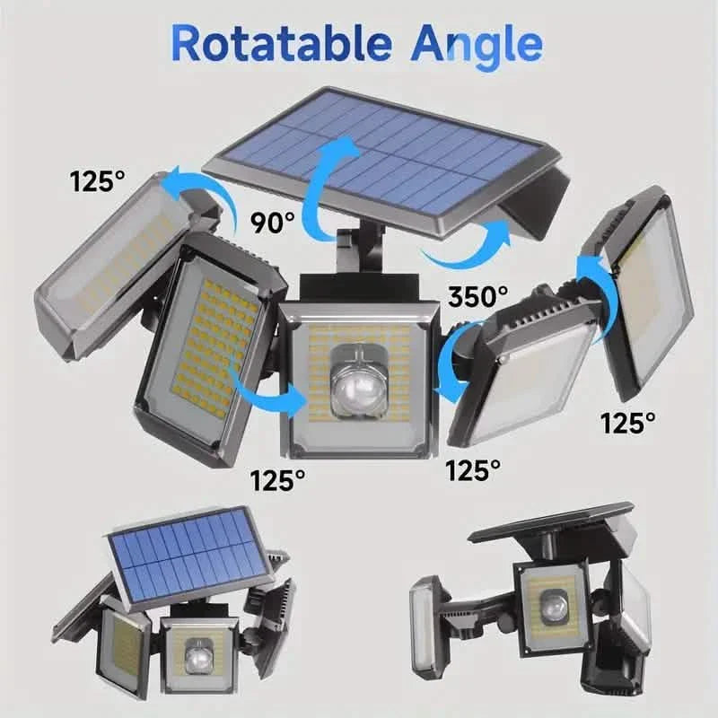 5 Heads Solar 300 LED Light Outdoor Motion Sensor Waterproof Wide-angle Illumination Wall Lamp by DailySale