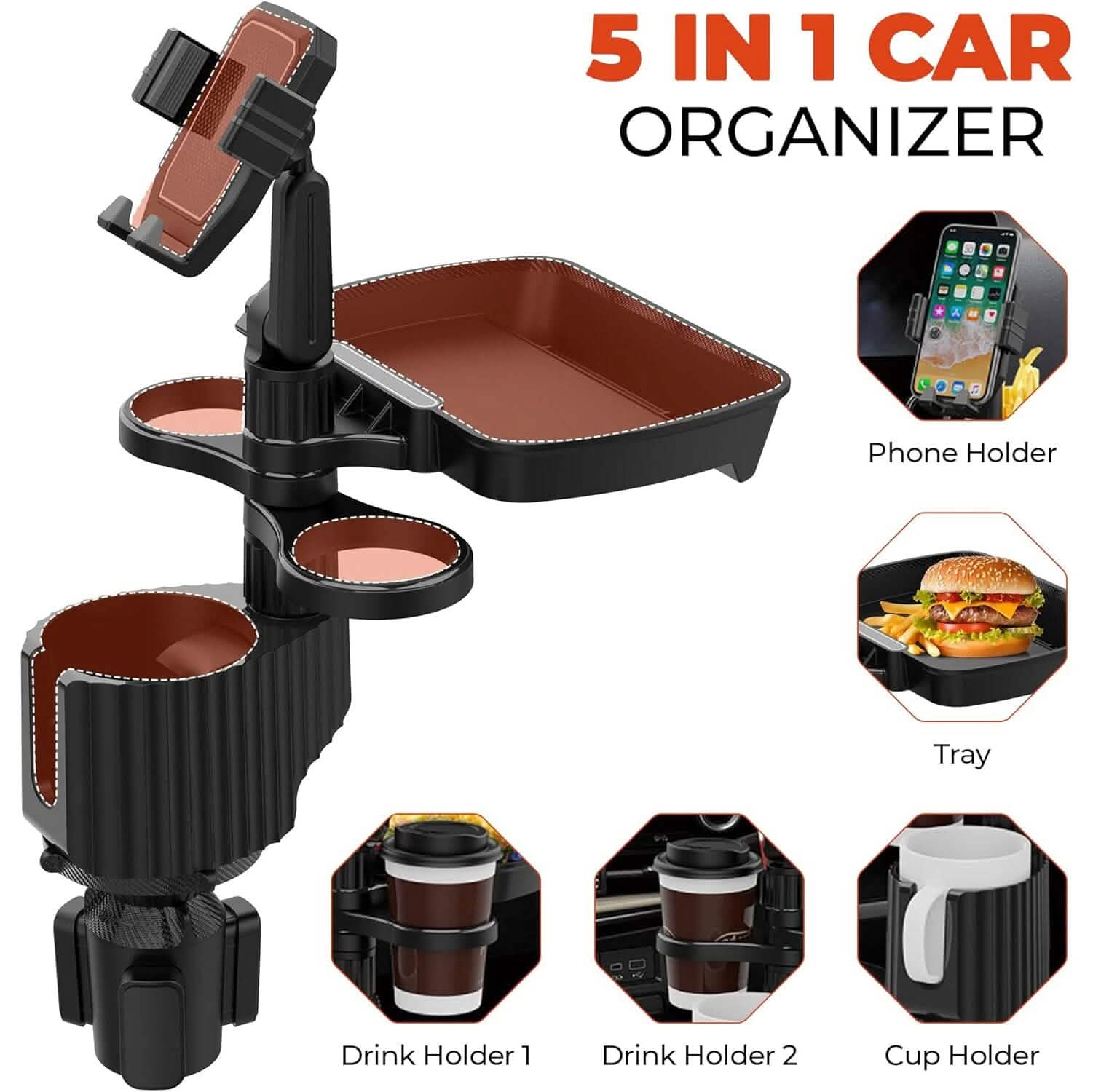 5-in-1 Car Organizer & Cup Holder by DailySale
