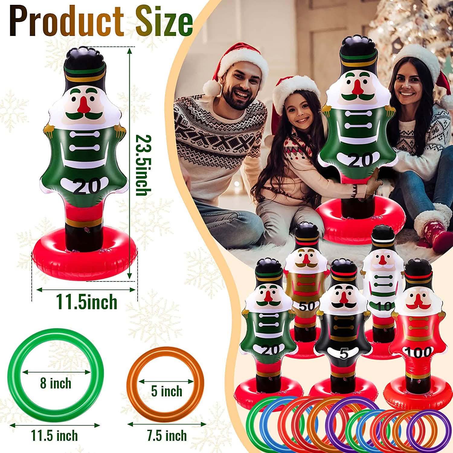 5-Pack: Christmas Nutcrackers Ring Toss Christmas Party Games Toys by DailySale