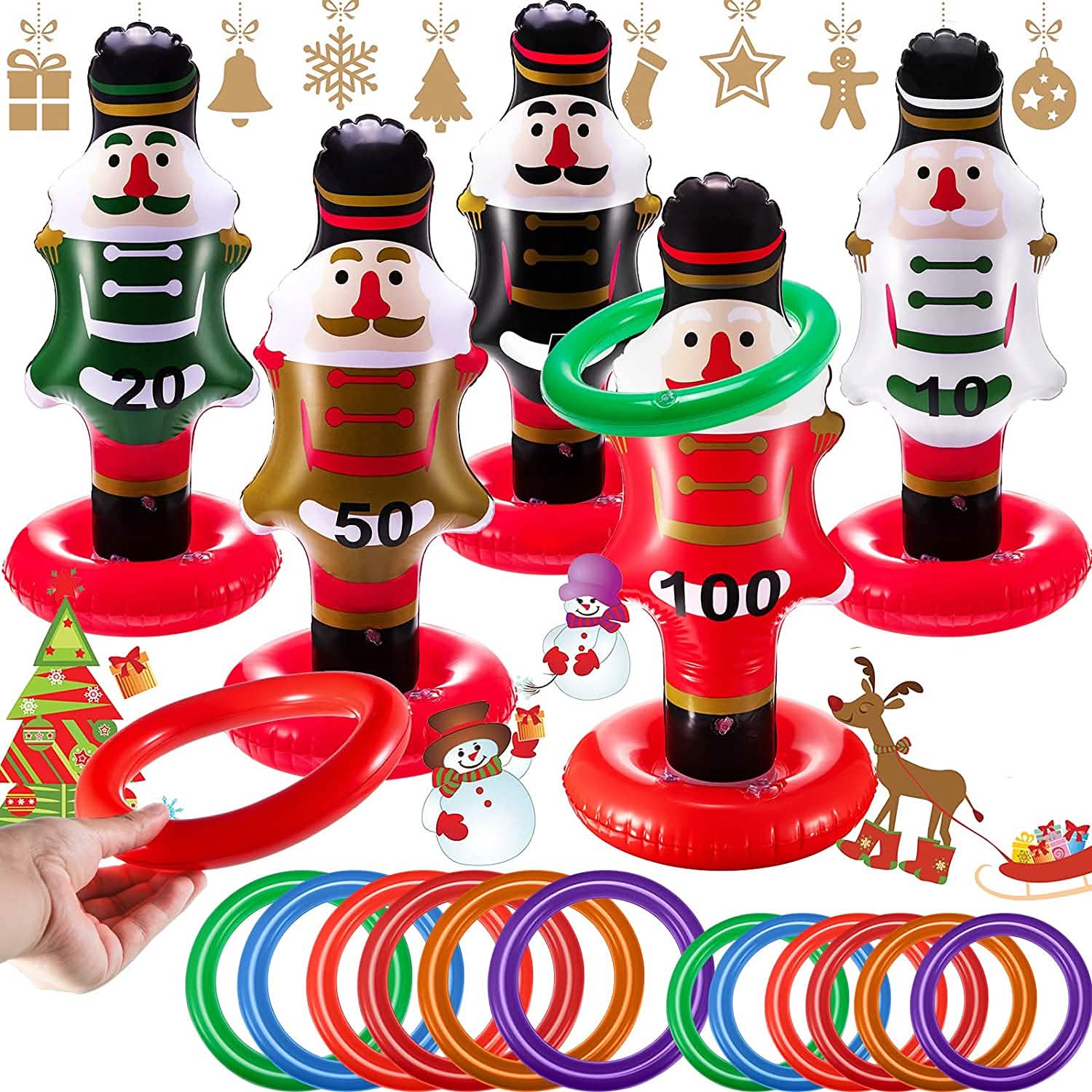 5-Pack: Christmas Nutcrackers Ring Toss Christmas Party Games Toys by DailySale