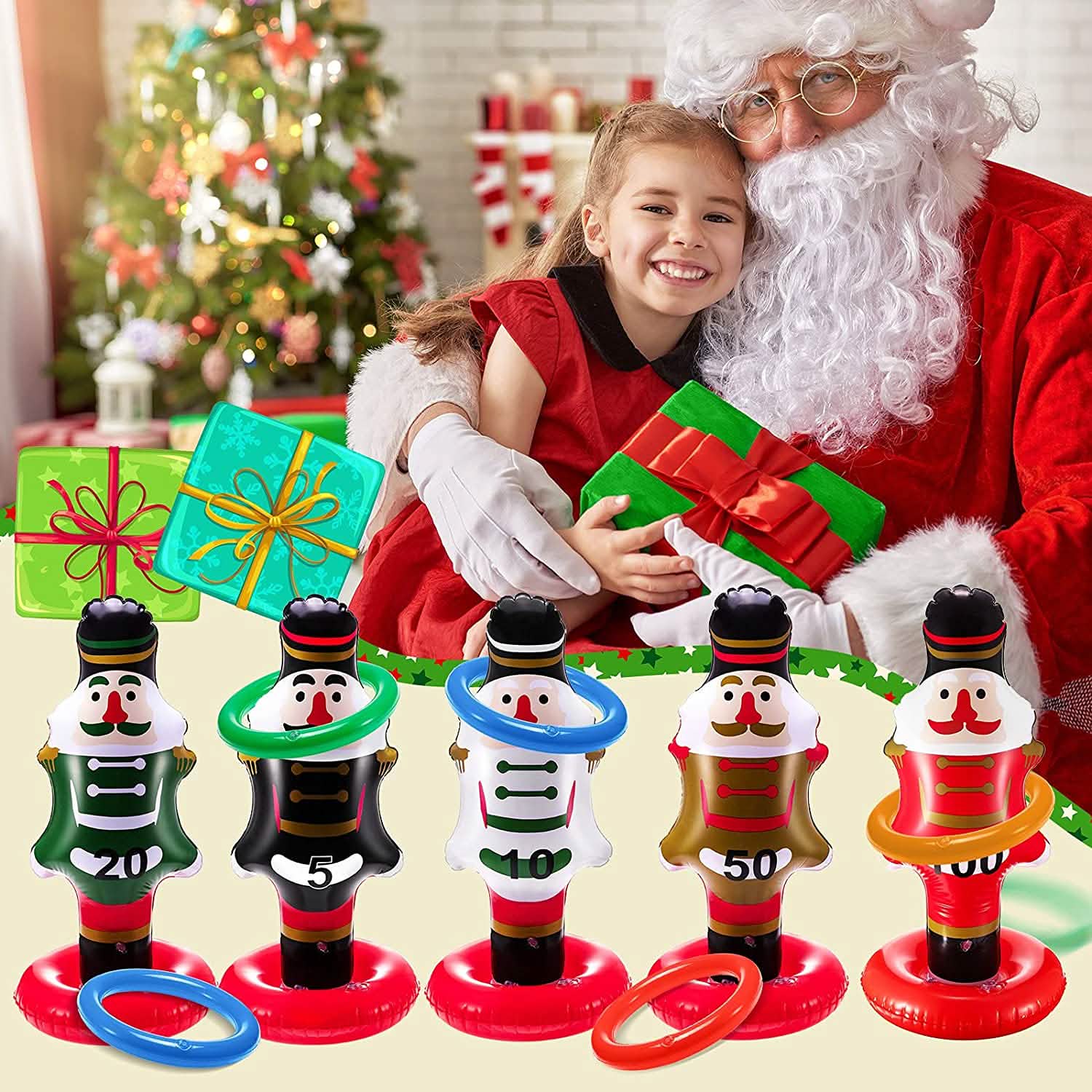 5-Pack: Christmas Nutcrackers Ring Toss Christmas Party Games Toys by DailySale