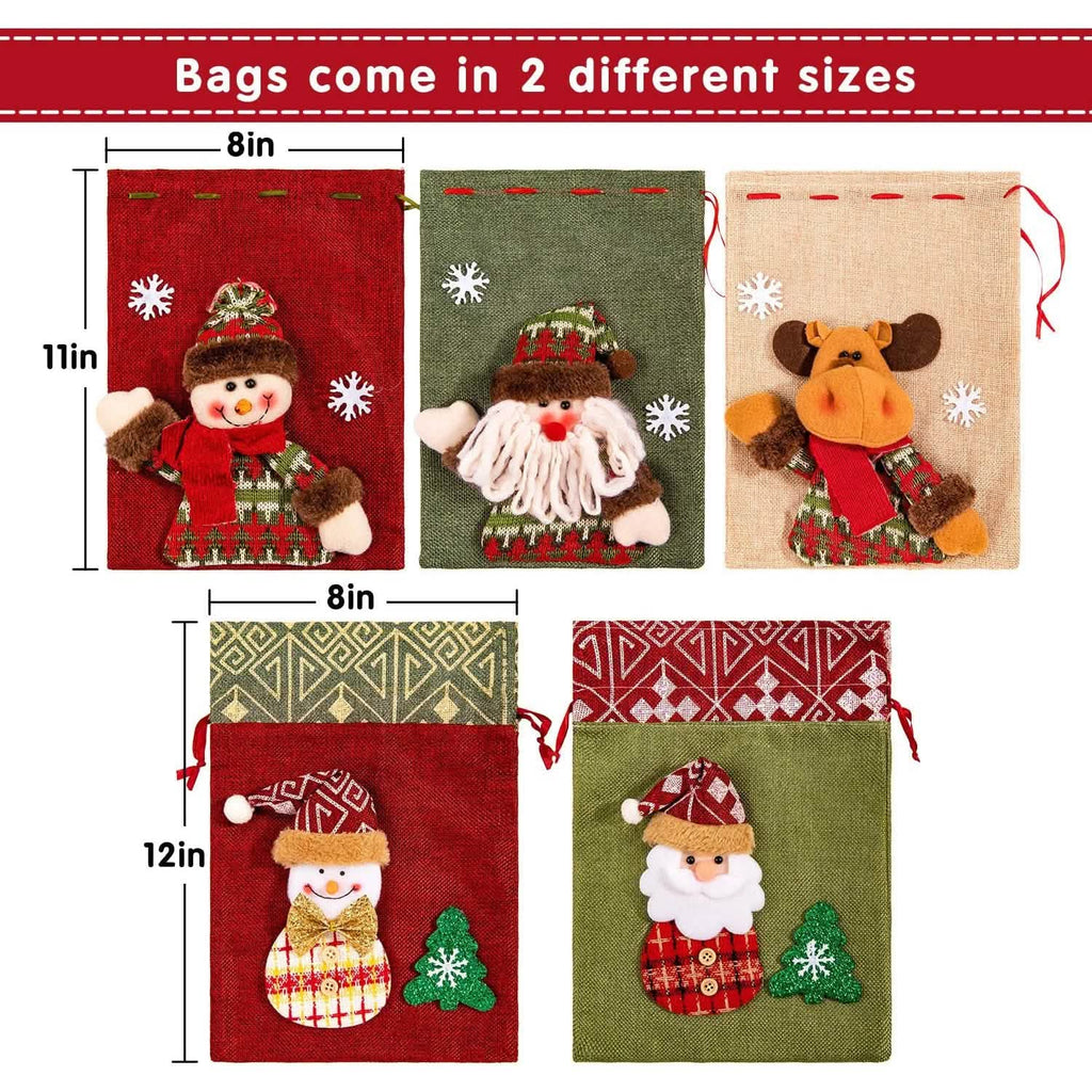 5-Pack: Drawstring Christmas Bags by DailySale