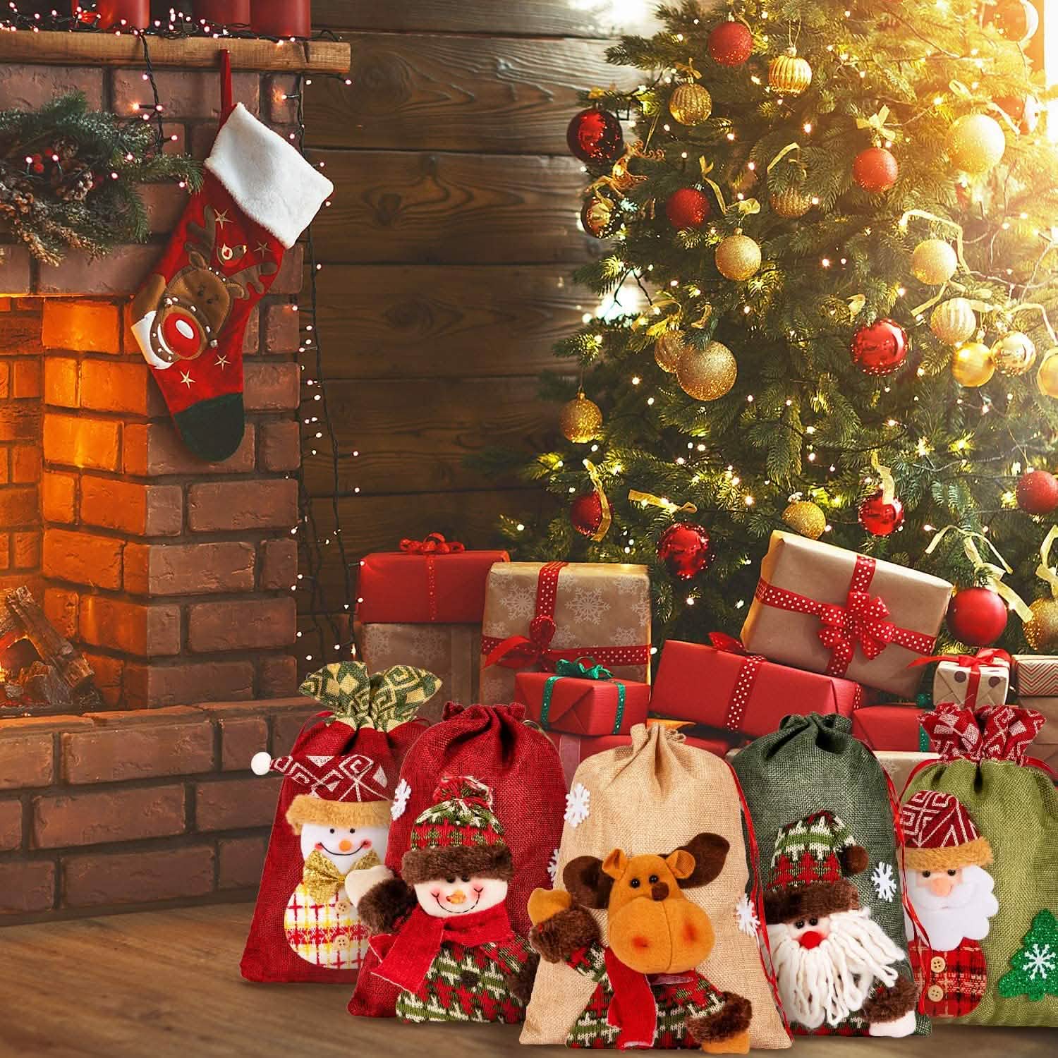 5-Pack: Drawstring Christmas Bags by DailySale