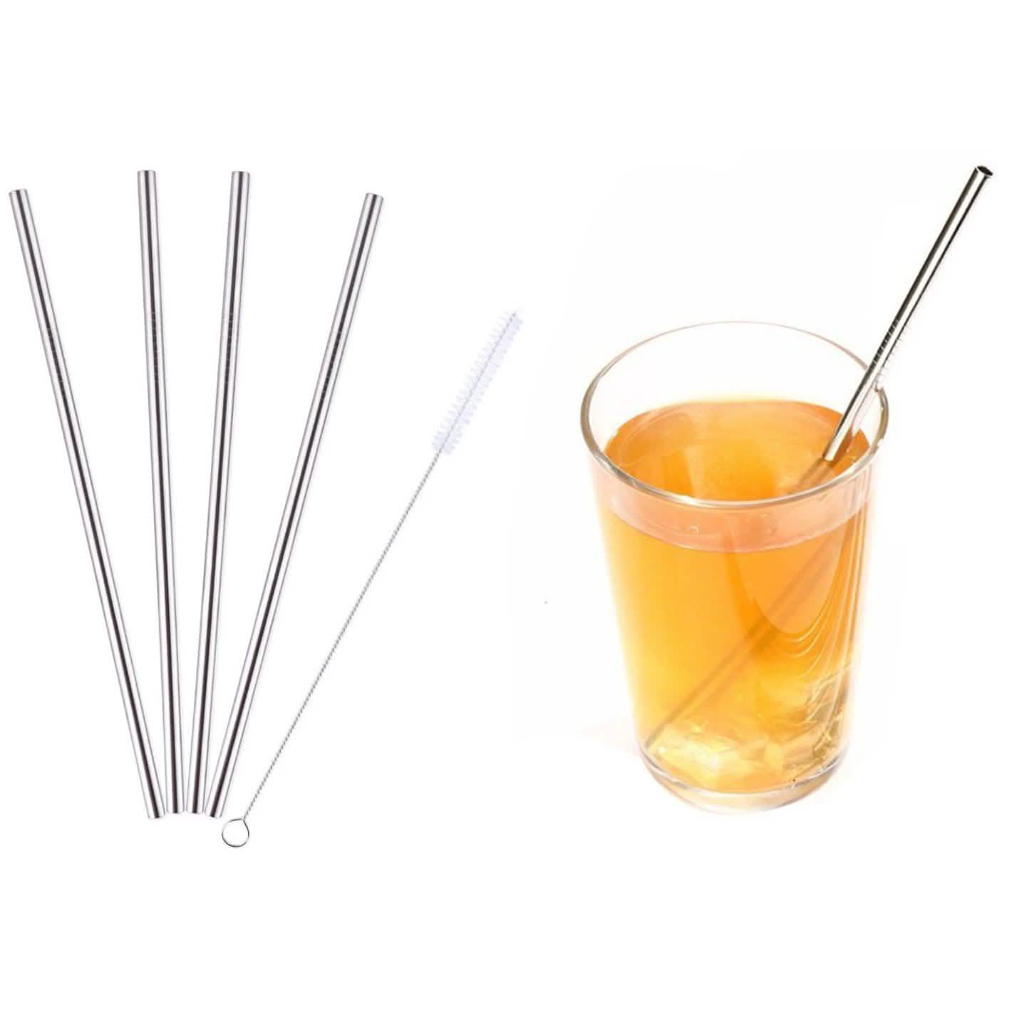 5-Pack: Stainless Steel Bend Or Straight Drinking Straws by DailySale