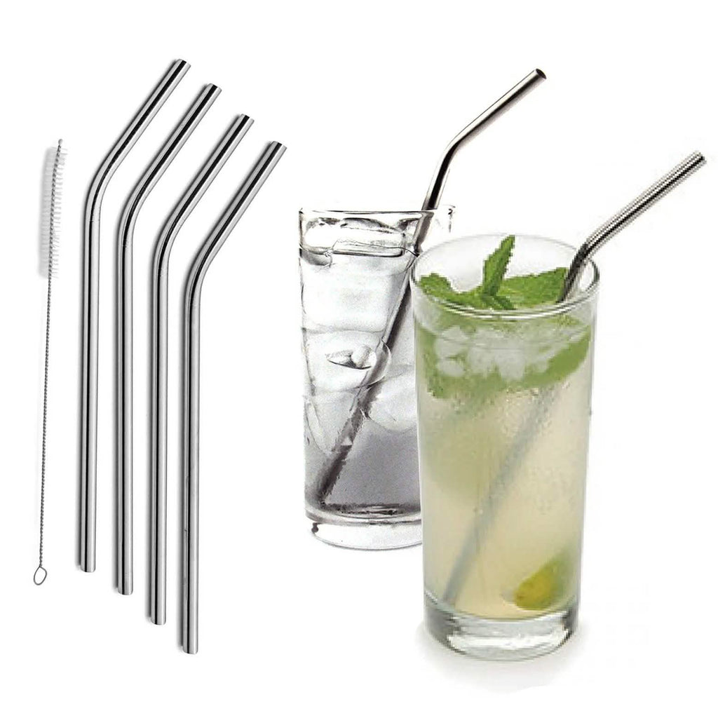 5-Pack: Stainless Steel Bend Or Straight Drinking Straws by DailySale