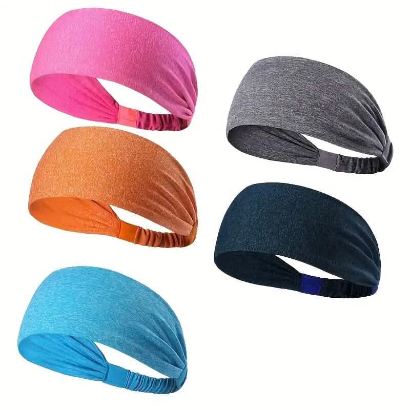 5-Pack: Unisex Sports Fitness Headband and Sweatband by DailySale