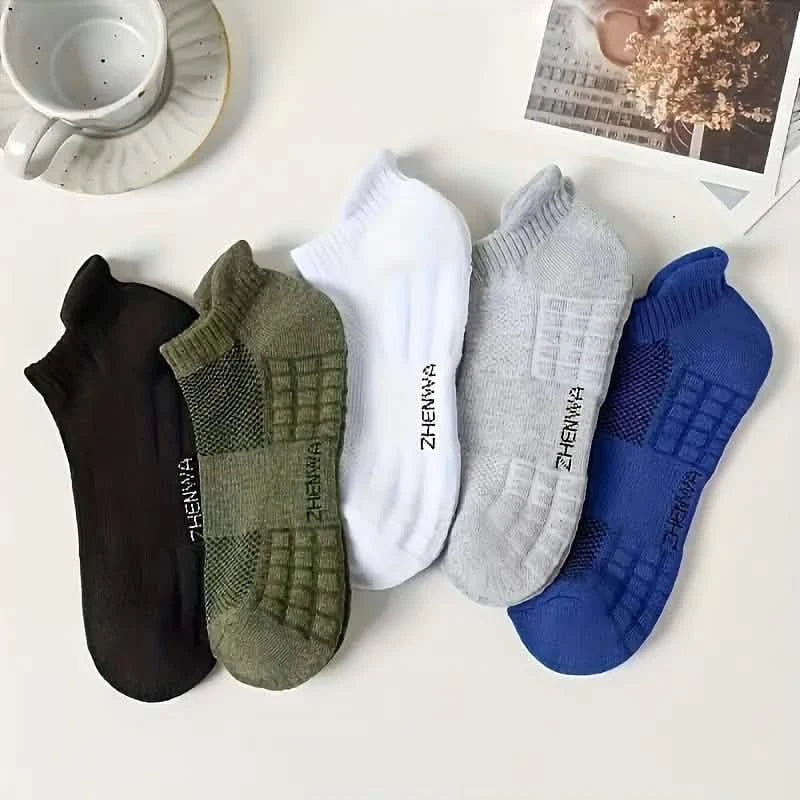 5-Pairs: Casual Ankle Boat Socks With Towel Bottom by DailySale