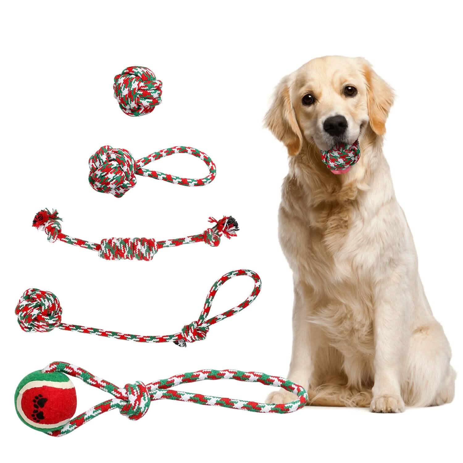 5-Pieces: Christmas Dog Rope Chew Toys by DailySale