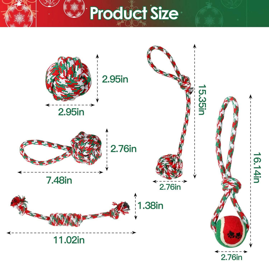 5-Pieces: Christmas Dog Rope Chew Toys by DailySale