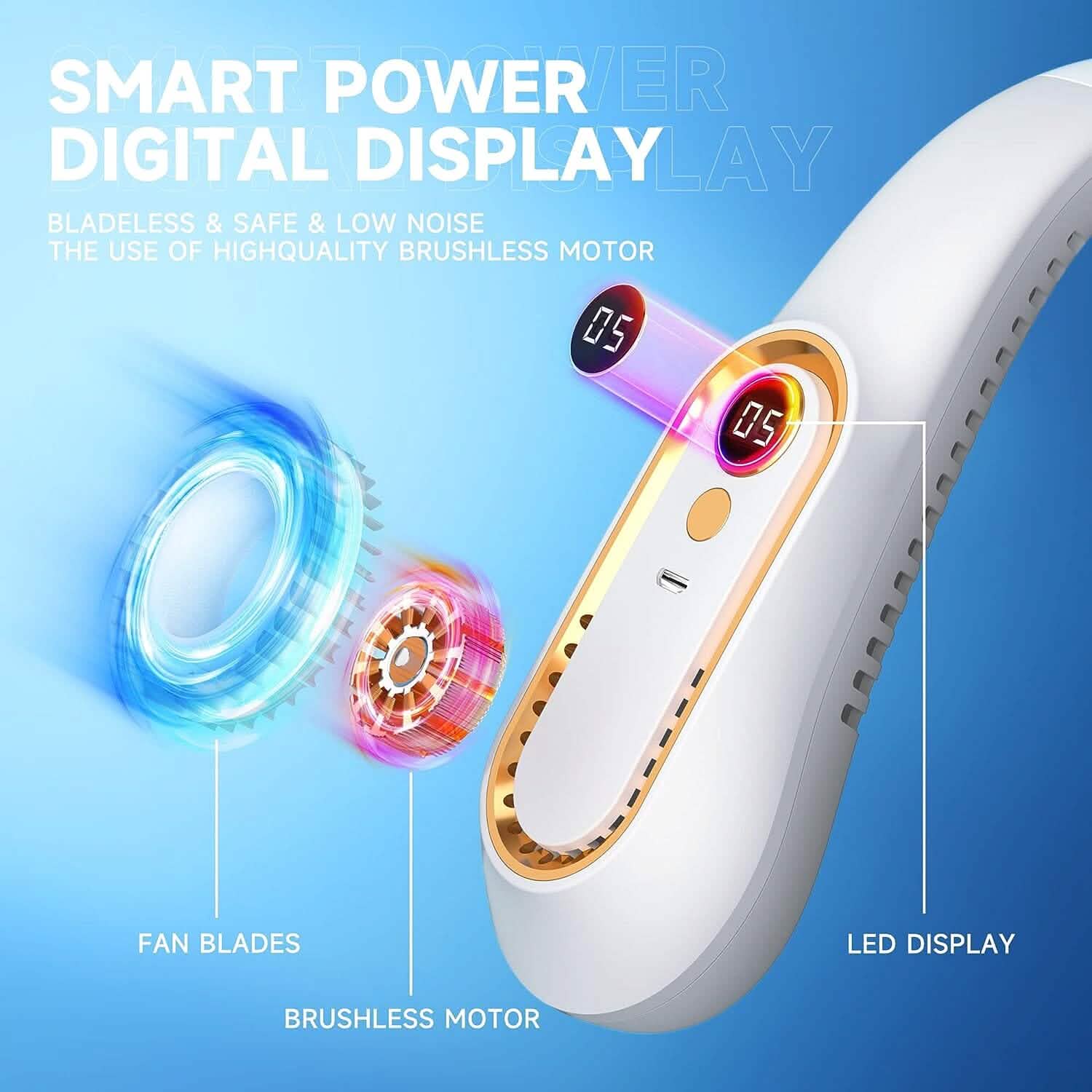 5 Speeds Adjustable USB Rechargeable Battery Powered Personal Neck Fan by DailySale