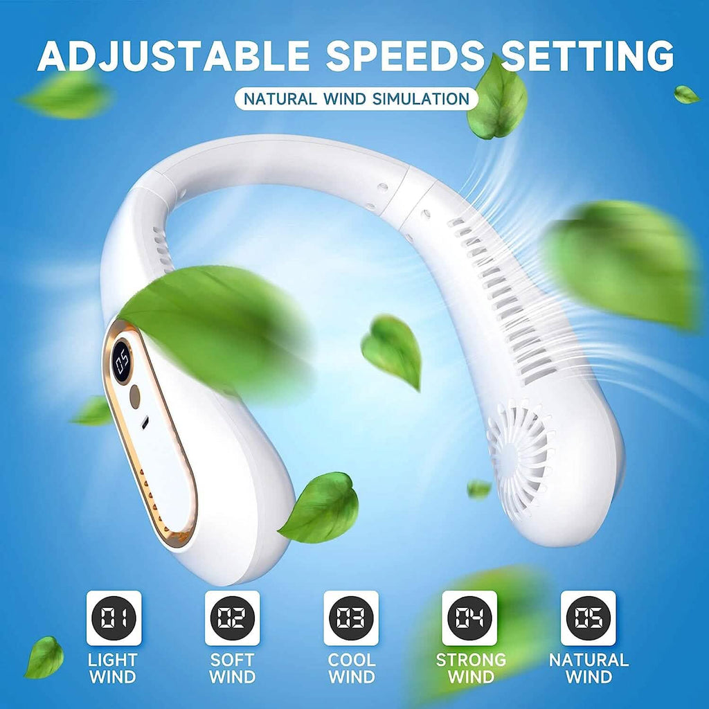 5 Speeds Adjustable USB Rechargeable Battery Powered Personal Neck Fan by DailySale