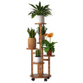 5-Tier Plant Stand with 4 Detachable Wheels Wooden Plant Pot Rolling Shelf by DailySale