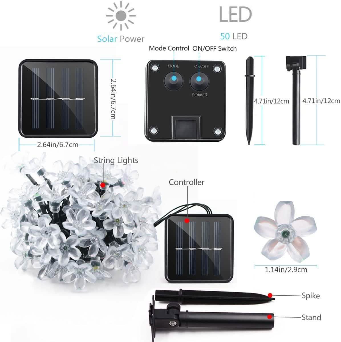 50 LED Fairy Flower Blossom Solar String Lights by DailySale