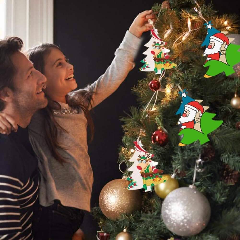 50-Pieces: Wooden Mini Christmas Tree Small Pendant by DailySale
