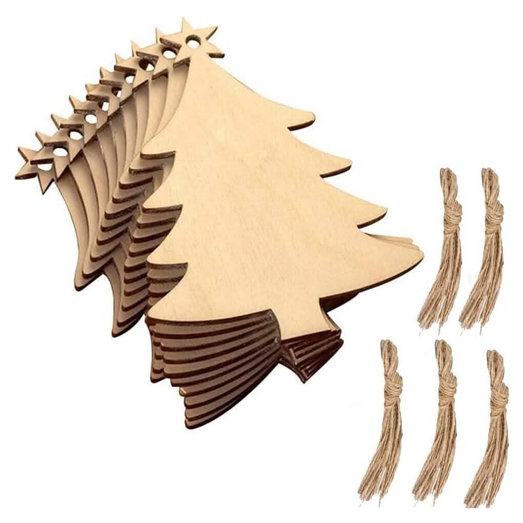 50-Pieces: Wooden Mini Christmas Tree Small Pendant by DailySale