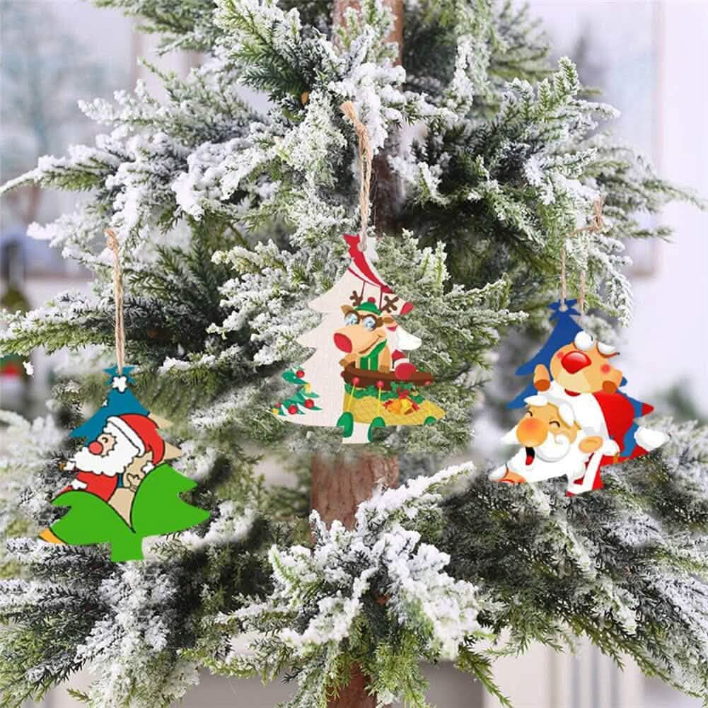 50-Pieces: Wooden Mini Christmas Tree Small Pendant by DailySale