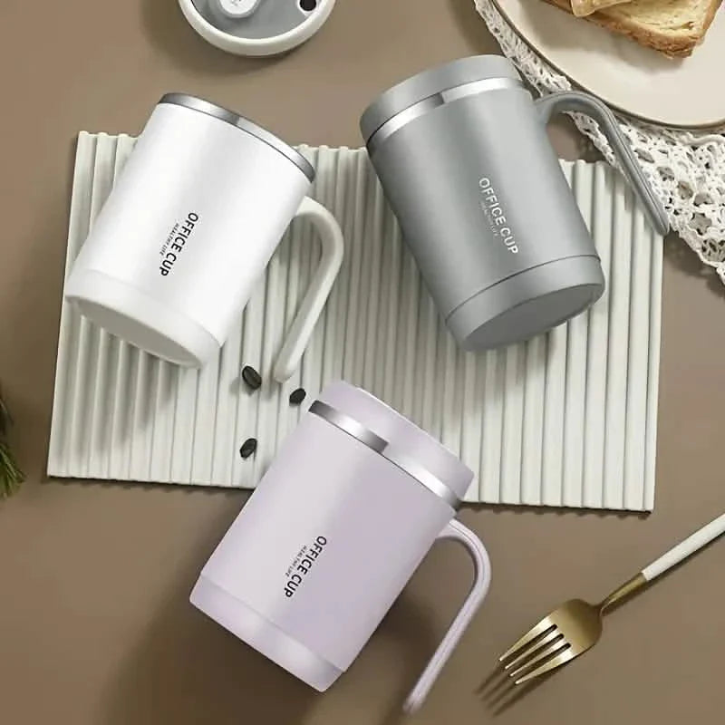 500ml Water Cup with Cover Sealing Silicone Ring Double-layer Leak-proof Drink Water Handle Stainless Coffee Insulated Cup by DailySale