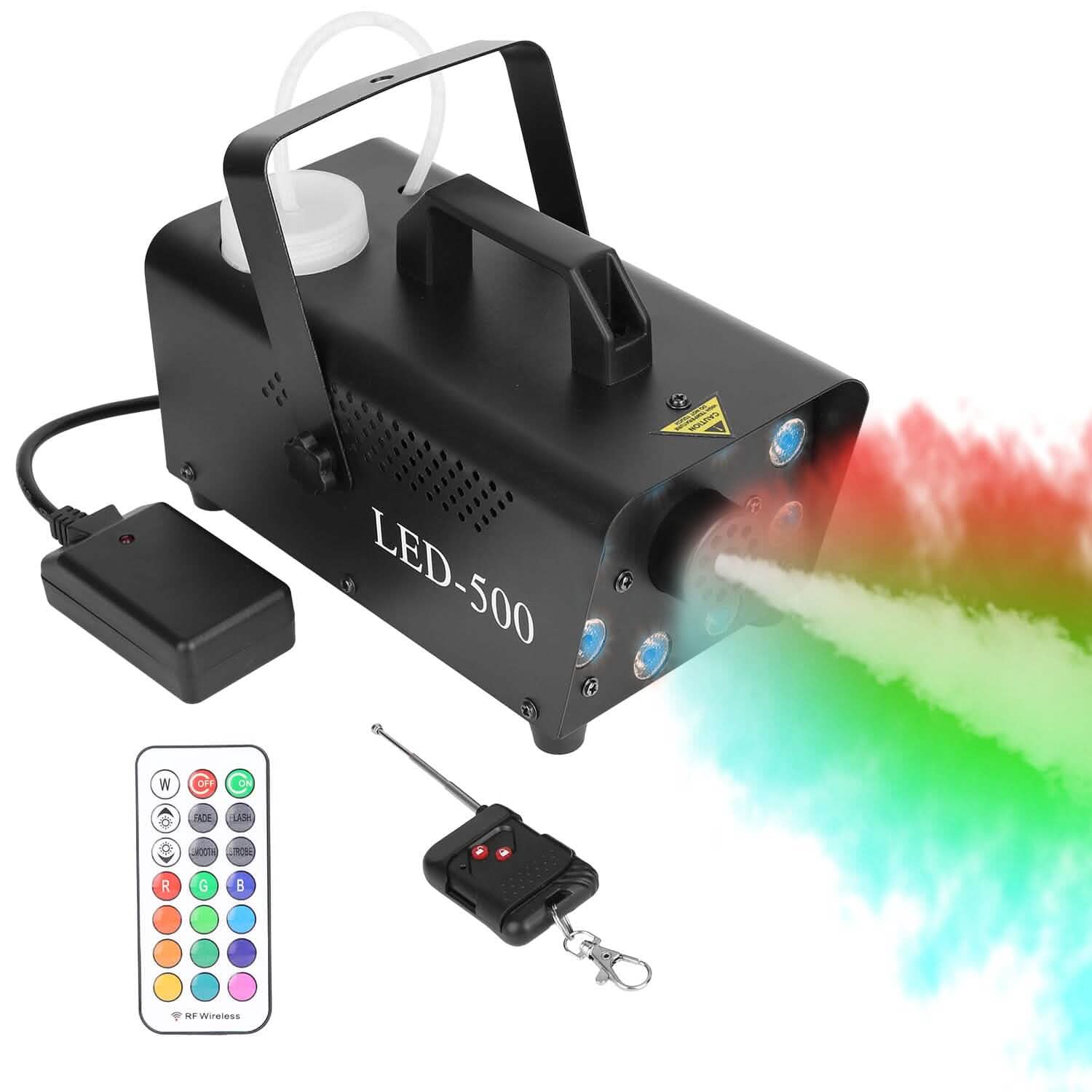 500W Fog Machine 2000CFM Colorful Smoke Machine with 8-Pieces LEDs 5 Lighting Effects 3-Level Brightness by DailySale