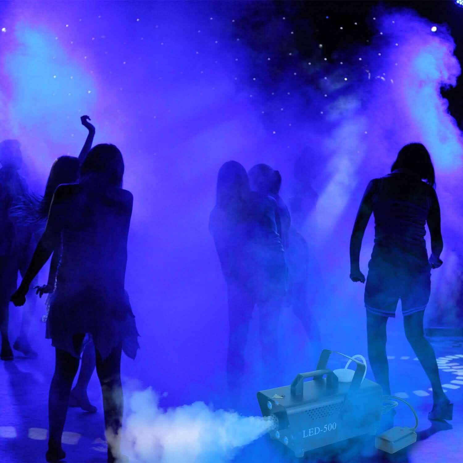 500W Fog Machine 2000CFM Colorful Smoke Machine with 8-Pieces LEDs 5 Lighting Effects 3-Level Brightness by DailySale