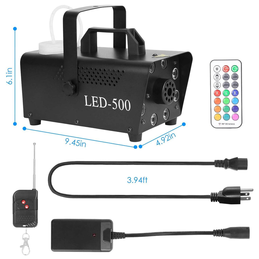 500W Fog Machine 2000CFM Colorful Smoke Machine with 8-Pieces LEDs 5 Lighting Effects 3-Level Brightness by DailySale