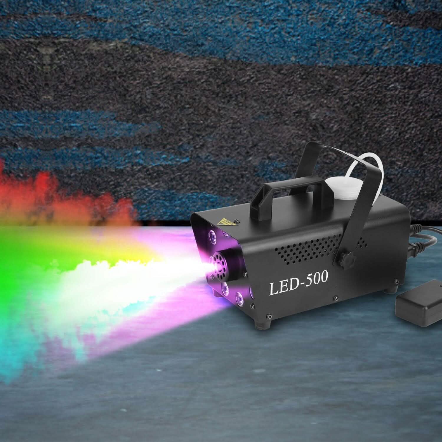 500W Fog Machine 2000CFM Colorful Smoke Machine with 8-Pieces LEDs 5 Lighting Effects 3-Level Brightness by DailySale