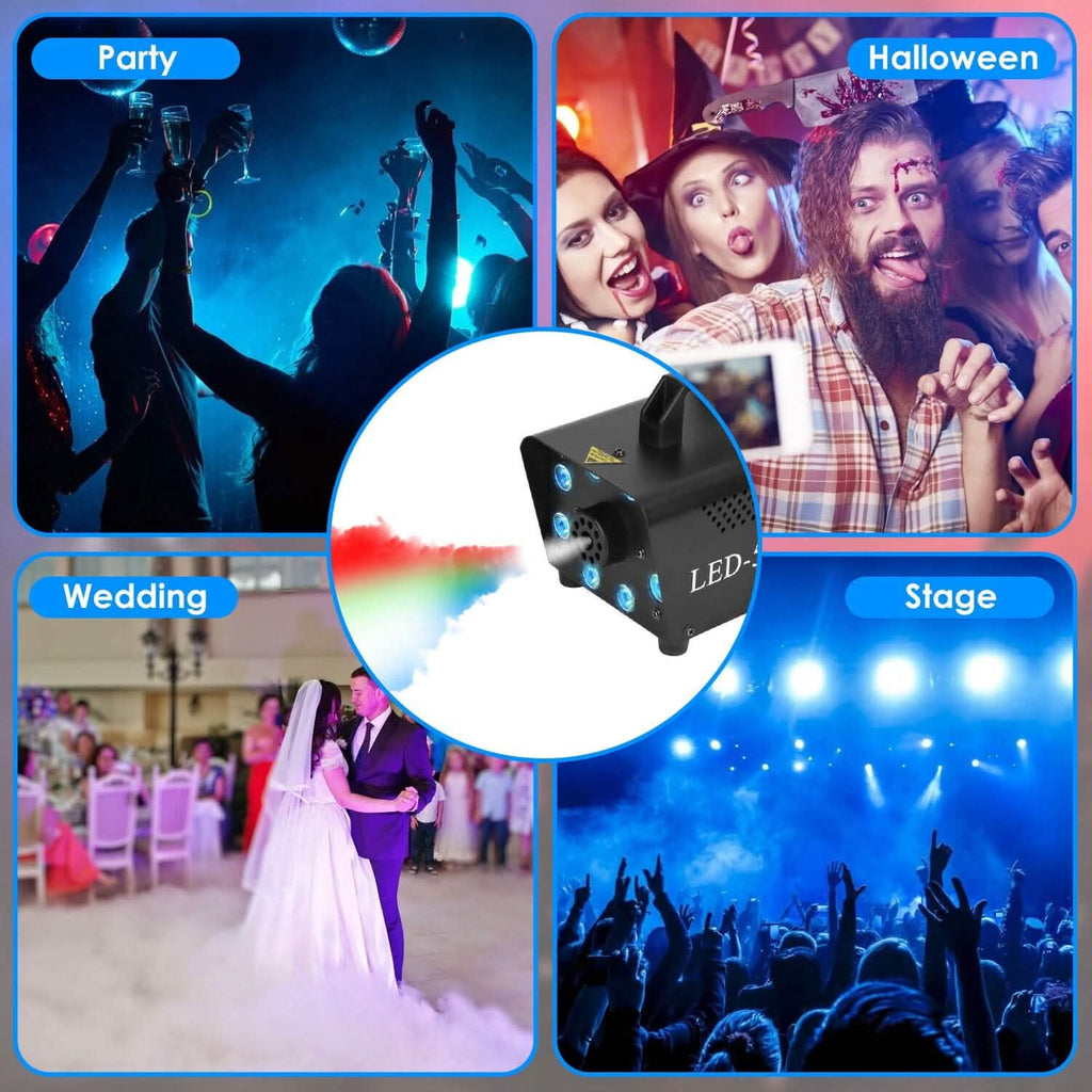 500W Fog Machine 2000CFM Colorful Smoke Machine with 8-Pieces LEDs 5 Lighting Effects 3-Level Brightness by DailySale