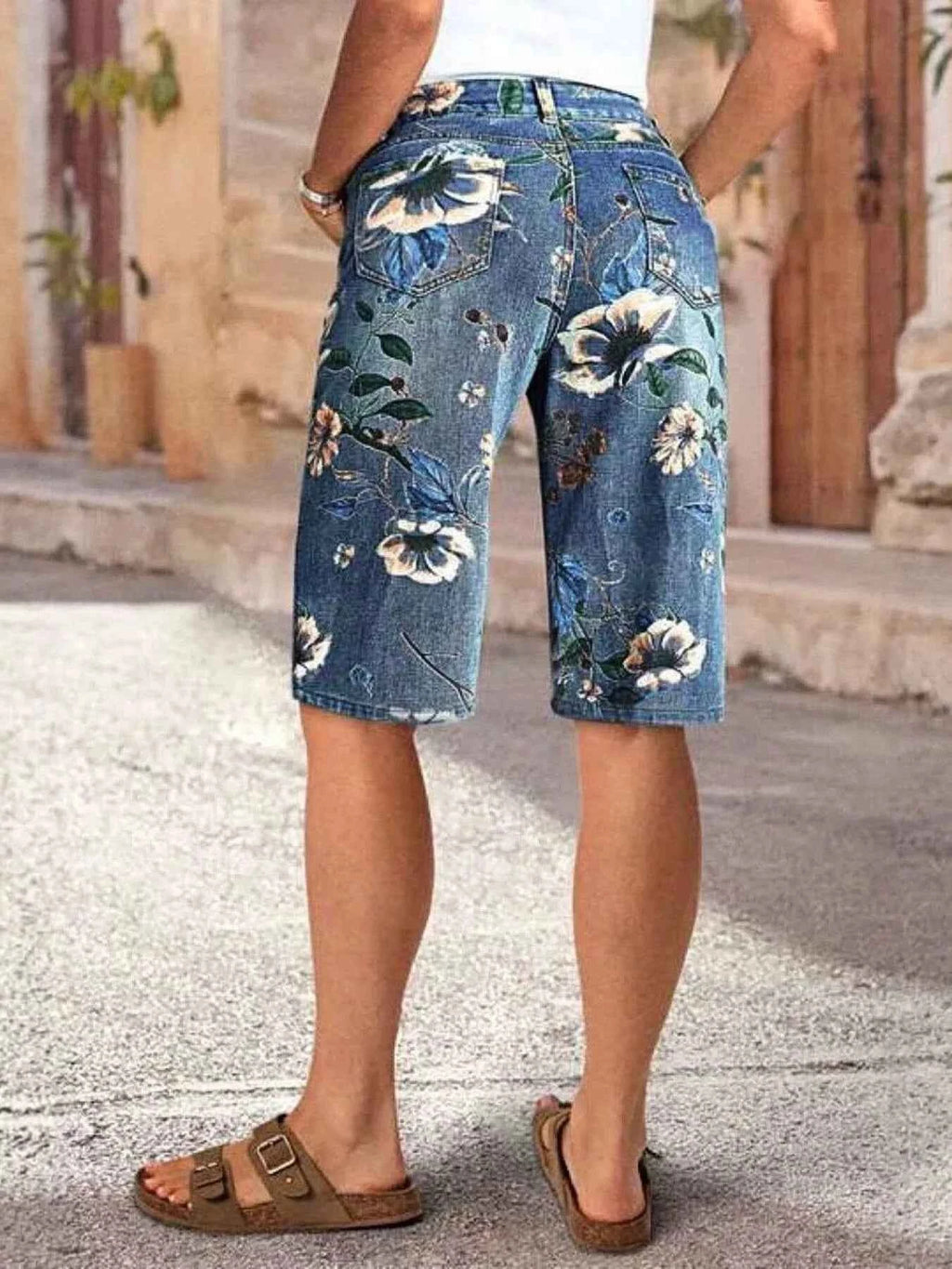 Floral Denim Shorts