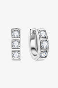 Elegant Jewel Inlaid Moissanite Huggie Earrings – Minimalist Design in Sterling Silver See size chart under “more details”