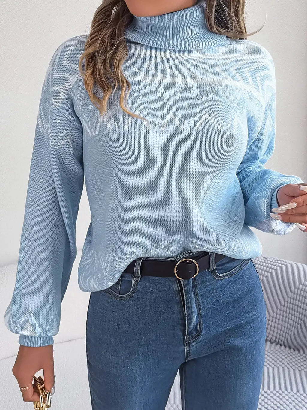 Turtleneck Dropped Shoulder Sweater