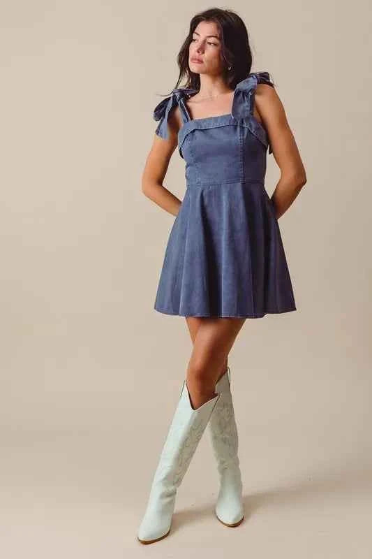 SO ME Fit and Flare Washed Gameday Dress
