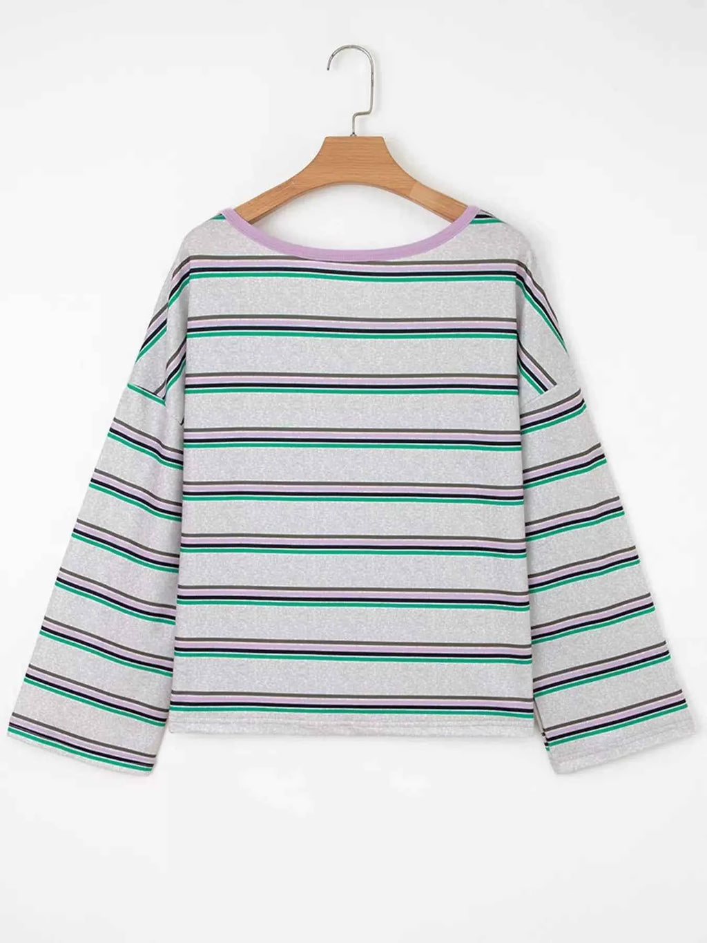 Casual Striped Oversize Drop Shoulder Long Sleeve Top