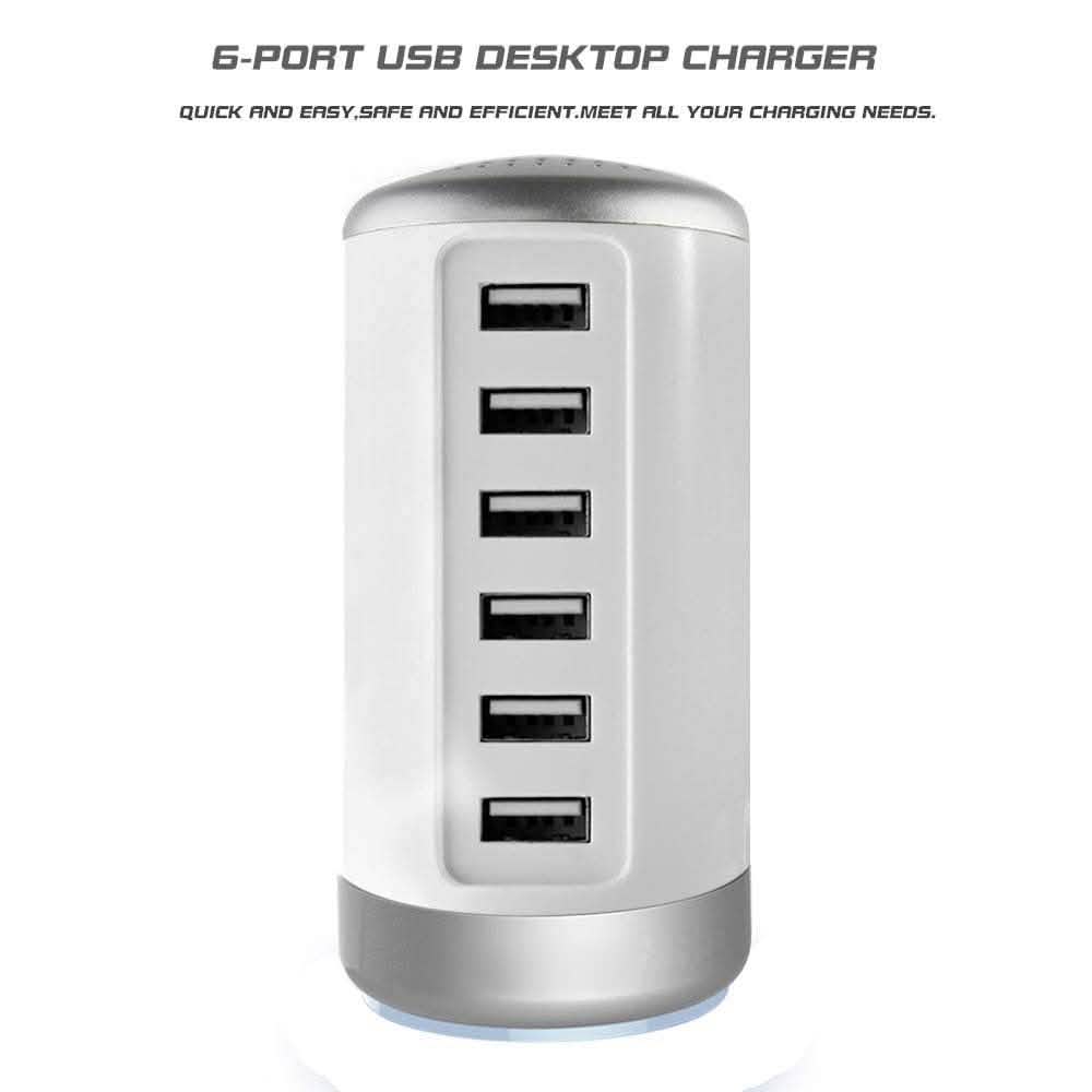 6 USB Port 30W Smart Charging Tower - Assorted Colors by DailySale