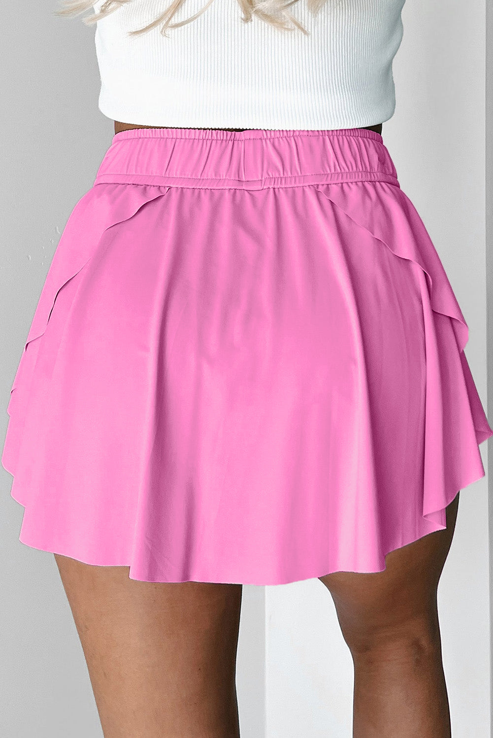 Sky Blue Drawstring High Waist Lined Tennis Skort