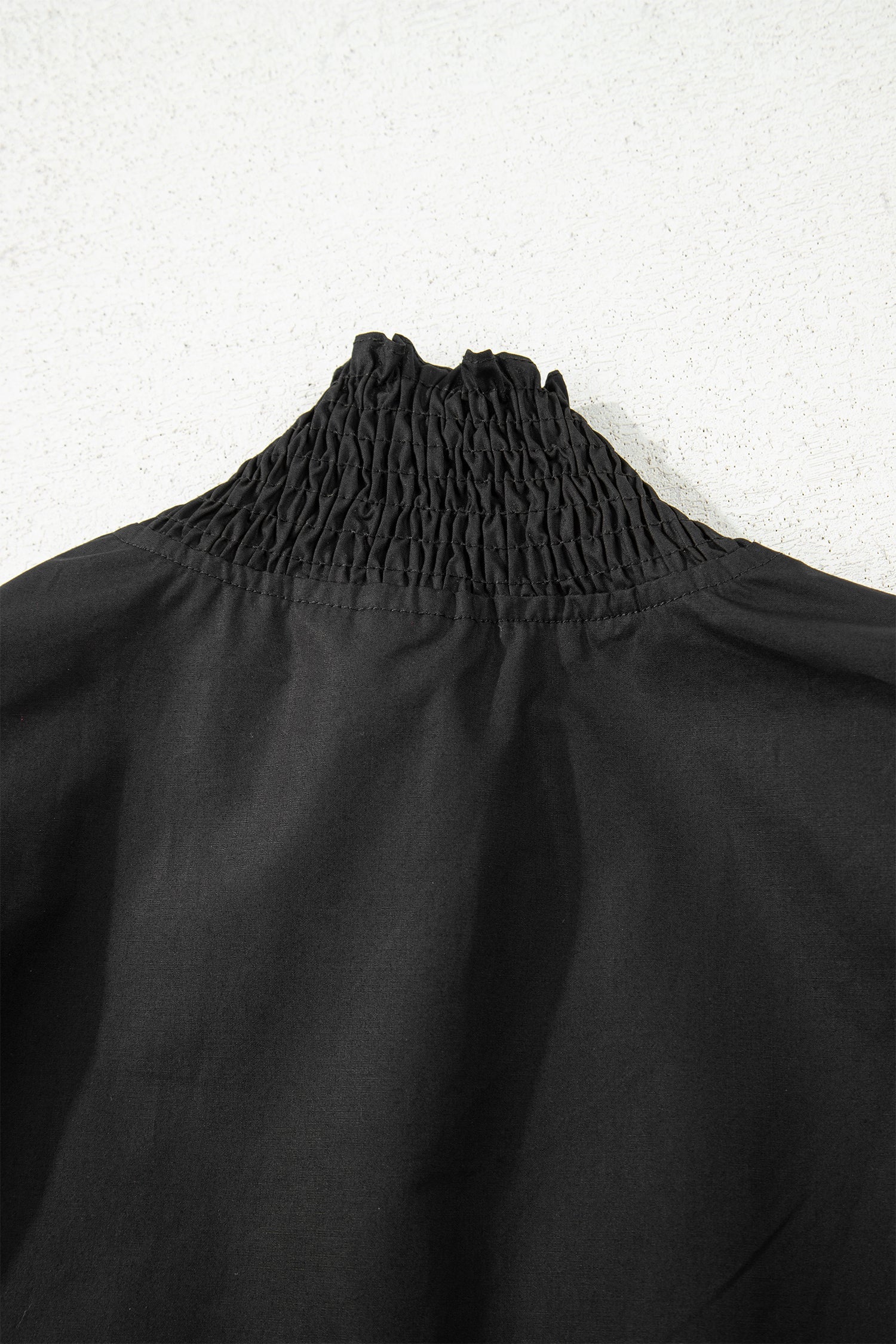 Black Puffy Flounce Sleeve Leopard Trim V Neck Blouse