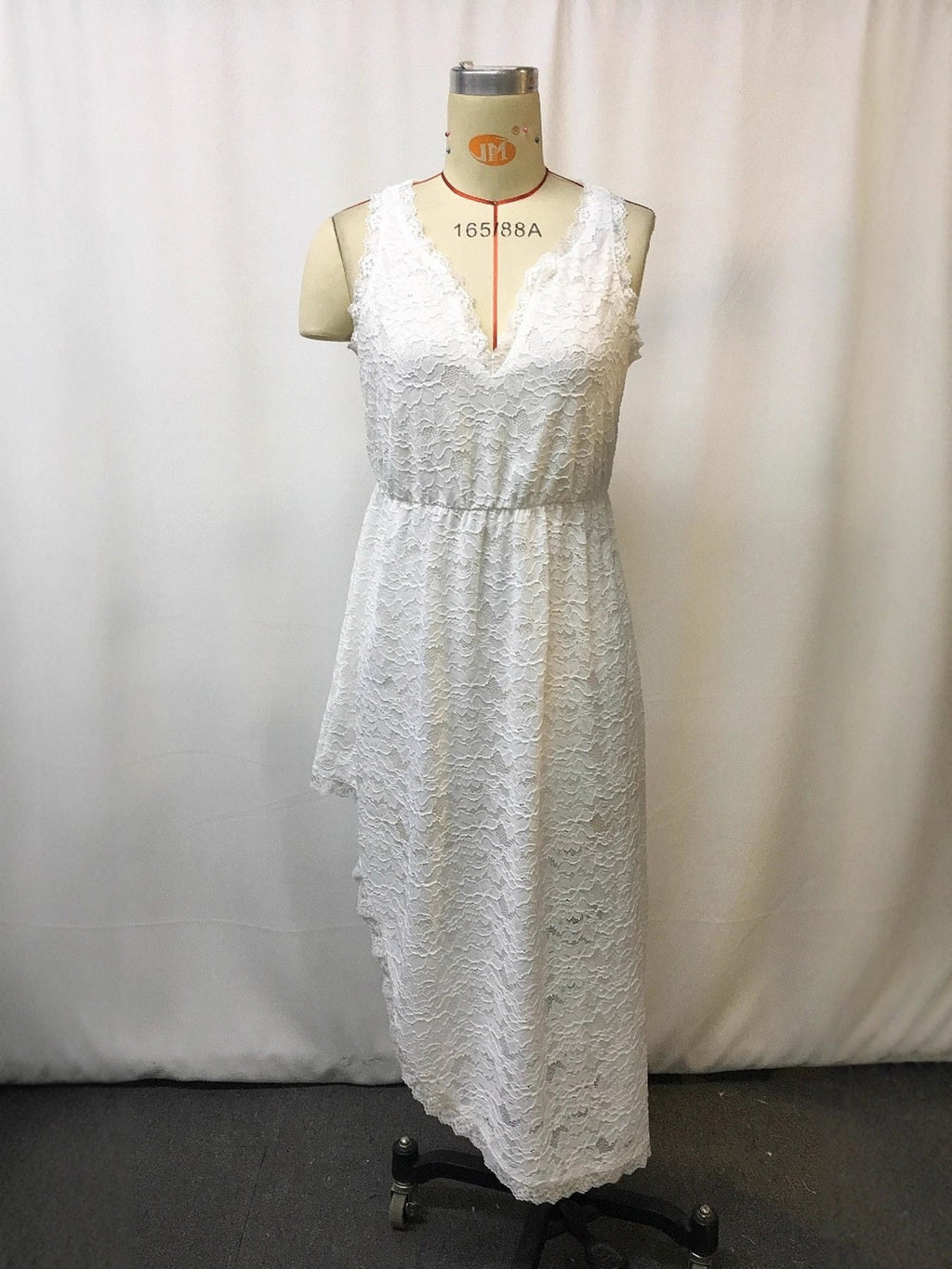 Full Size Asymmetrical Hem Sleeveless Lace Dress Plus Size by Shopiebay