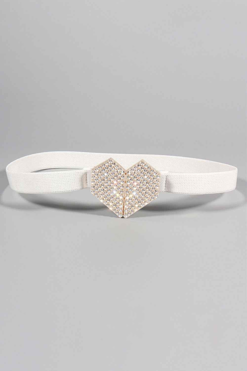 Rhinestone Heart Buckle Elastic Belt